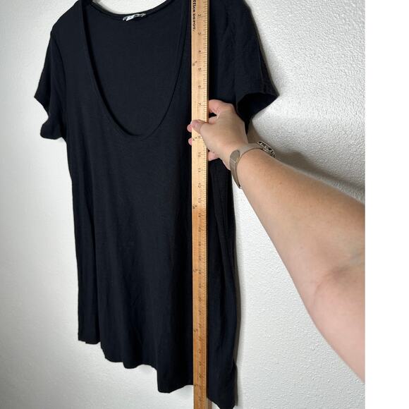James Perse Black Deep V Round Neck Slub Tee Shirt Cap Sleeve Top 3 / L - Picture 8 of 9